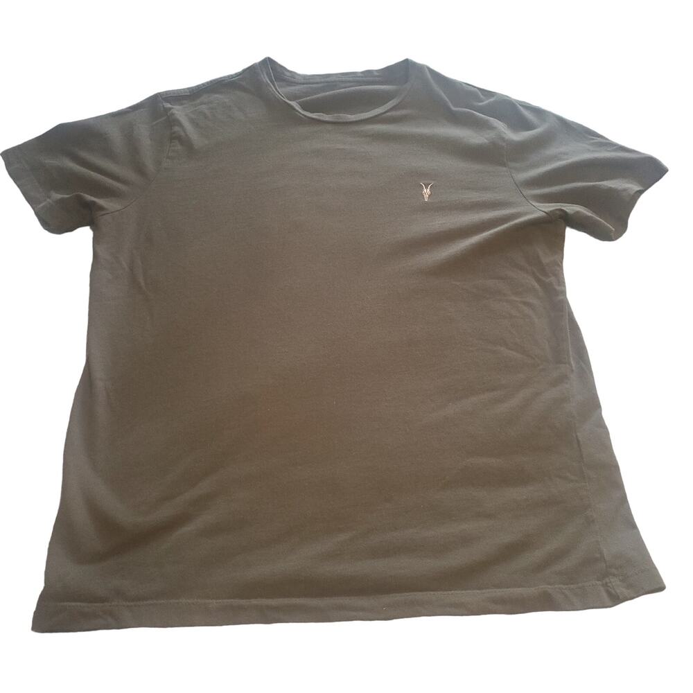 AllSaints Size L (FITS LIKE S/M) Brace SS Crew T-shirt Black Cotton Logo